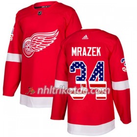 Detroit Red Wings Trikot Petr Mrazek 34 Adidas 2017-2018 Rot USA Flag Fashion Authentic - Herren